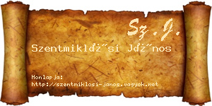 Szentmiklósi János névjegykártya